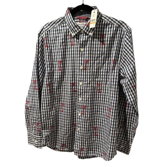 Tommy Bahama Palm Gingham NWT Ocean Deep Classic Fit 100% Cotton Shirt Small - Picture 2 of 10